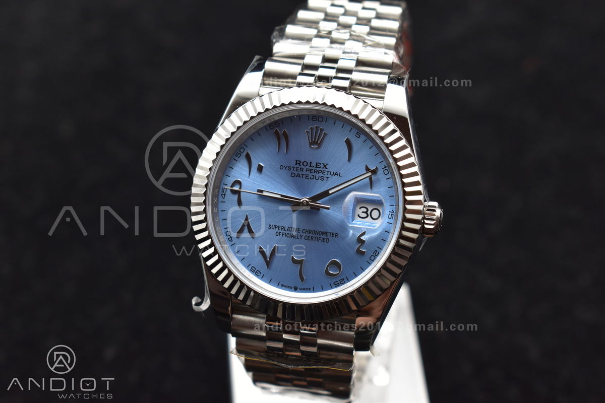 DateJust 41 126334 DIWF 1:1 Best Edition 904L Steel Ice Blue Dial Arabic Marker on Jubilee Bracelet SA3235
